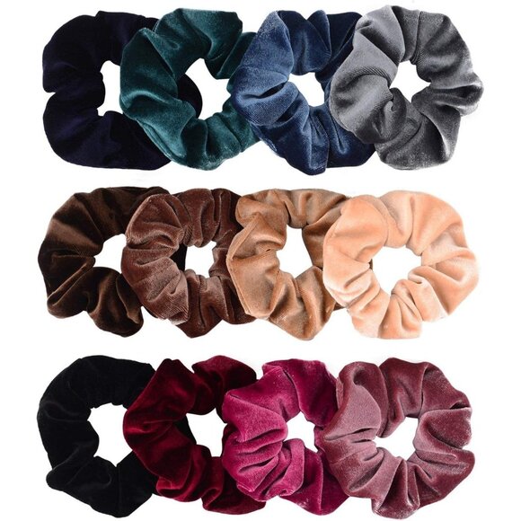 Accessories - 12 Pack Hair Scrunchies Premium Velvet Scrunchy Elastic Hair Bands for Girls, Wo